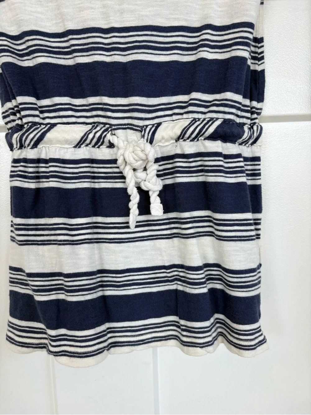 Ralph Lauren Girls Navy and White Long Sleeve Striped Dress with Waist Tie S: 5